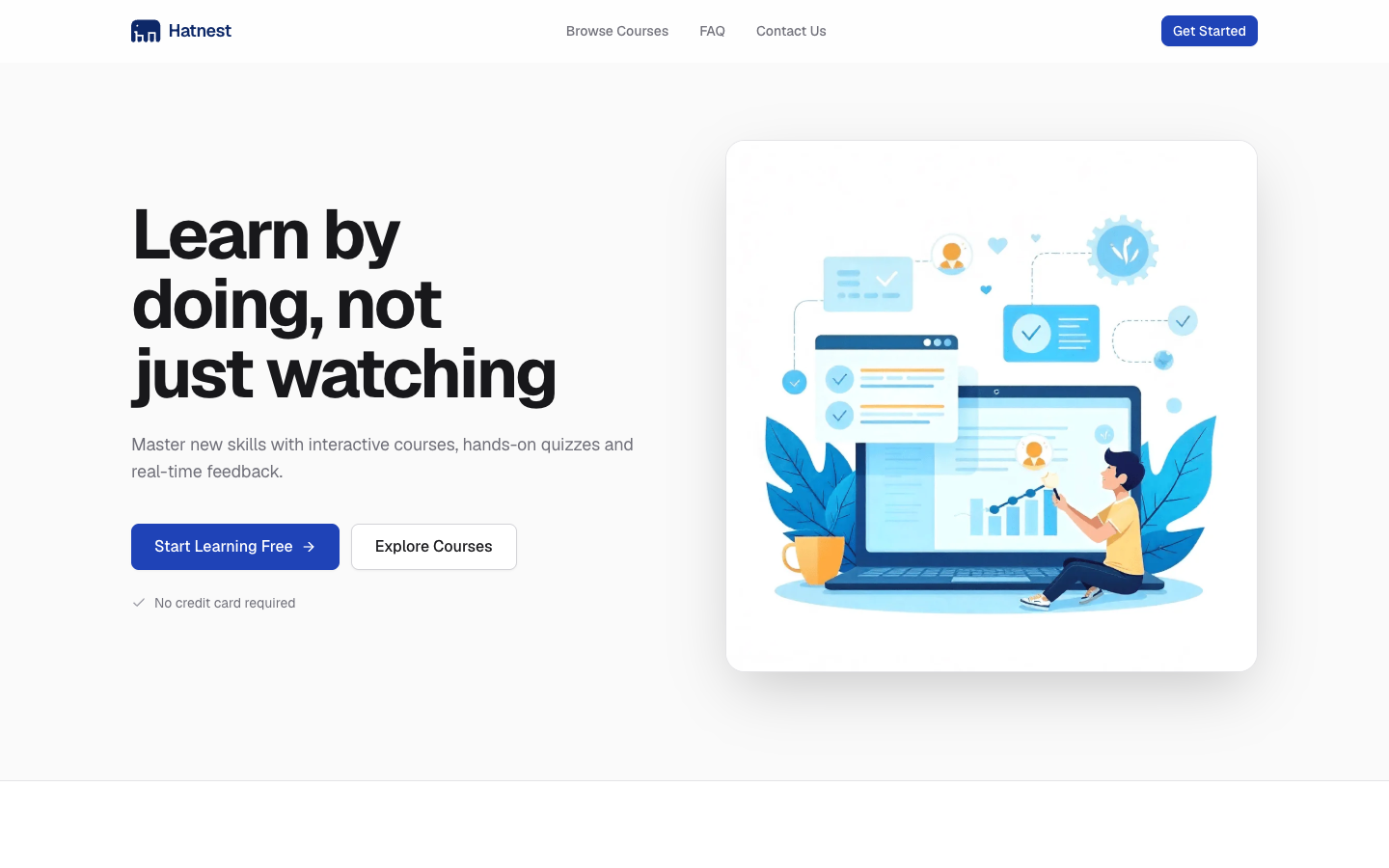 Screenshot of the hatnest.io home page